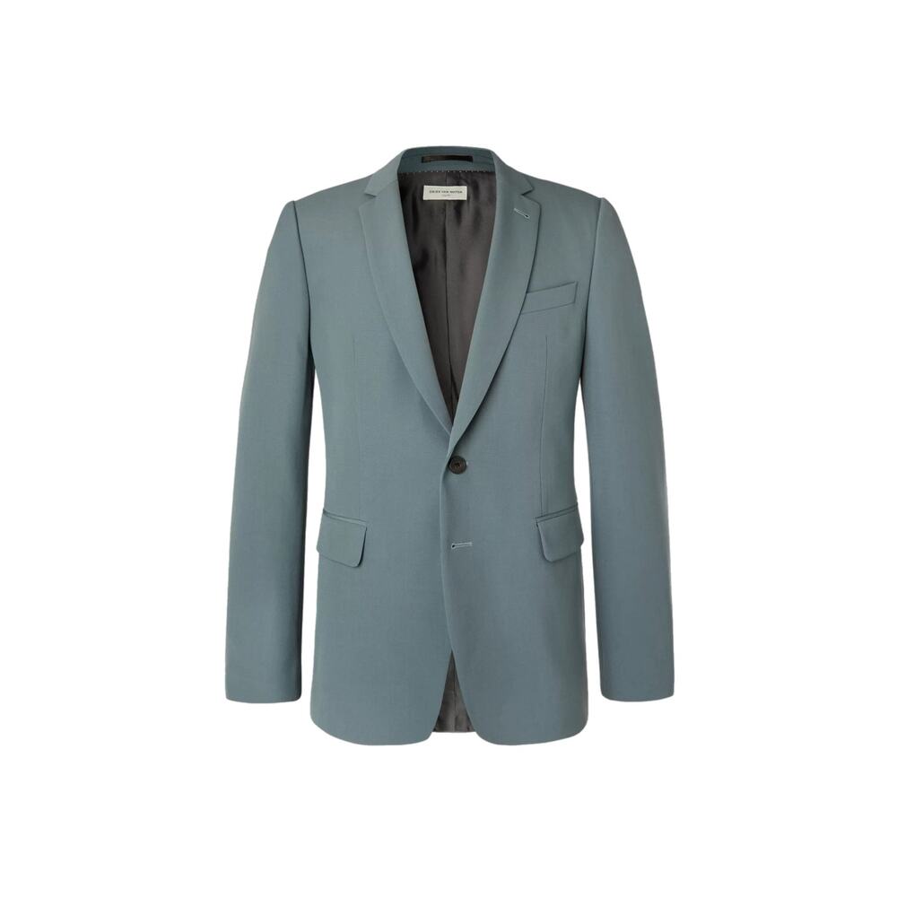 Dries Van Noten Slate-Blue Wool-Blend Blazer Suit Jacket